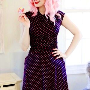 Retrolicious Blue Fit and Flare Midi Dress